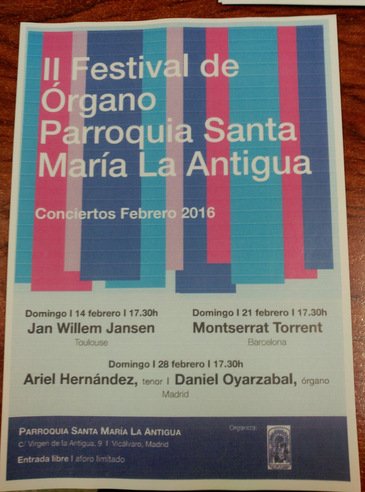 Programa de Festival de Órgano en Vicálvaro